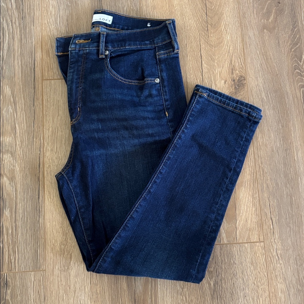 LOFT Dark Blue Denim with Contrast Stitching